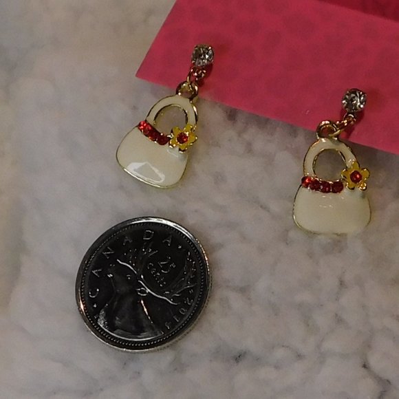 Purse Earrings Gold Tone - Picture 2 of 10